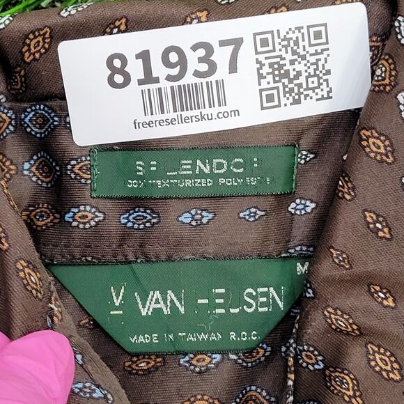 Vintage Van-Heusen Disco MOD Button Shirt Medium 19x28 Brown - Picture 8 of 11